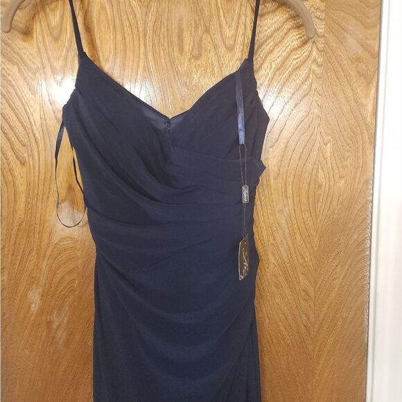 La Femme - 28079 Long Surplice High Slit Jersey Gown - Picture 5 of 9